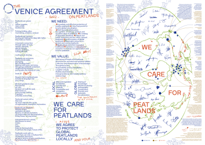 Gestaltetes Poster des Venice Agreements, welches die Inhalte des Workshops im Ocean Space in kreativ, künstlerischer Form zusammenfasst. Online in hoher Auflösung verfügbar durch klick auf die Grafik.