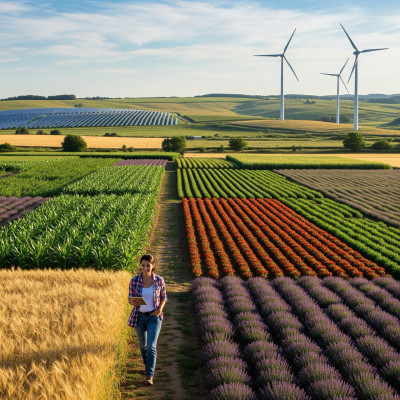 Eine Großsicht auf landwirtschaftliche Flächen