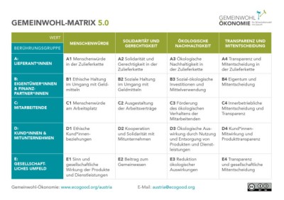 Infografik Gemeinwohlmatrix