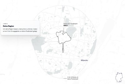 Eine Karte die den Umriss von München zeigt